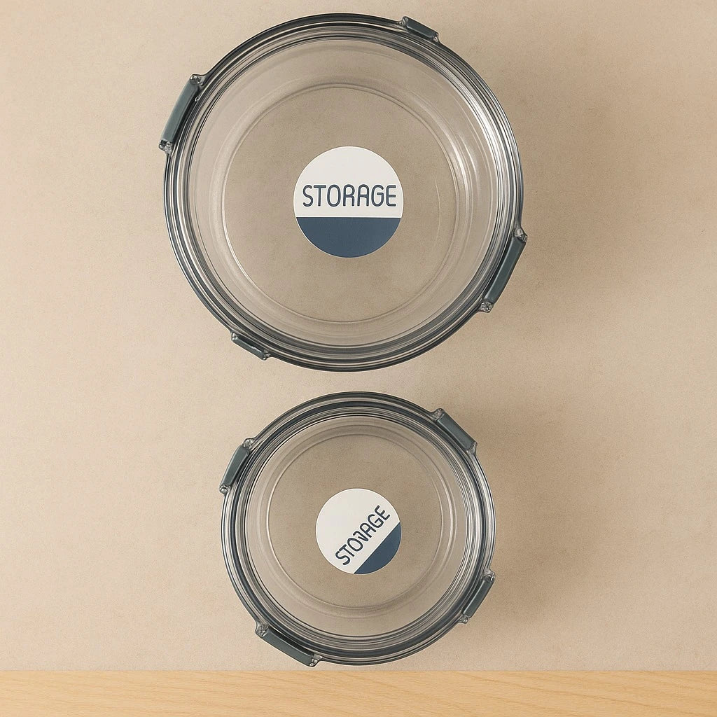 Round Plastic Food Storage Container Set 4 Sizes Airtight Kitchen Pantry Fridge Meal Prep Organizer Containers - Image 4