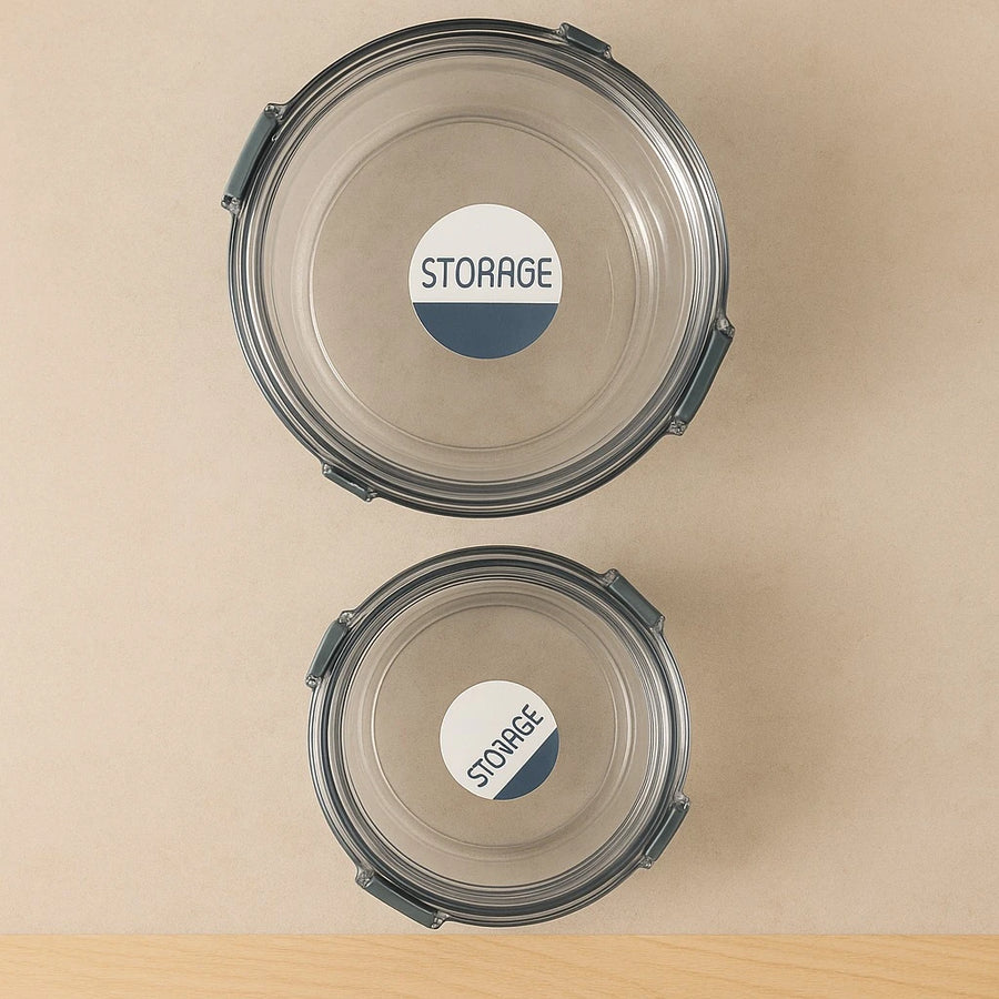 Round Plastic Food Storage Container Set 4 Sizes Airtight Kitchen Pantry Fridge Meal Prep Organizer Containers