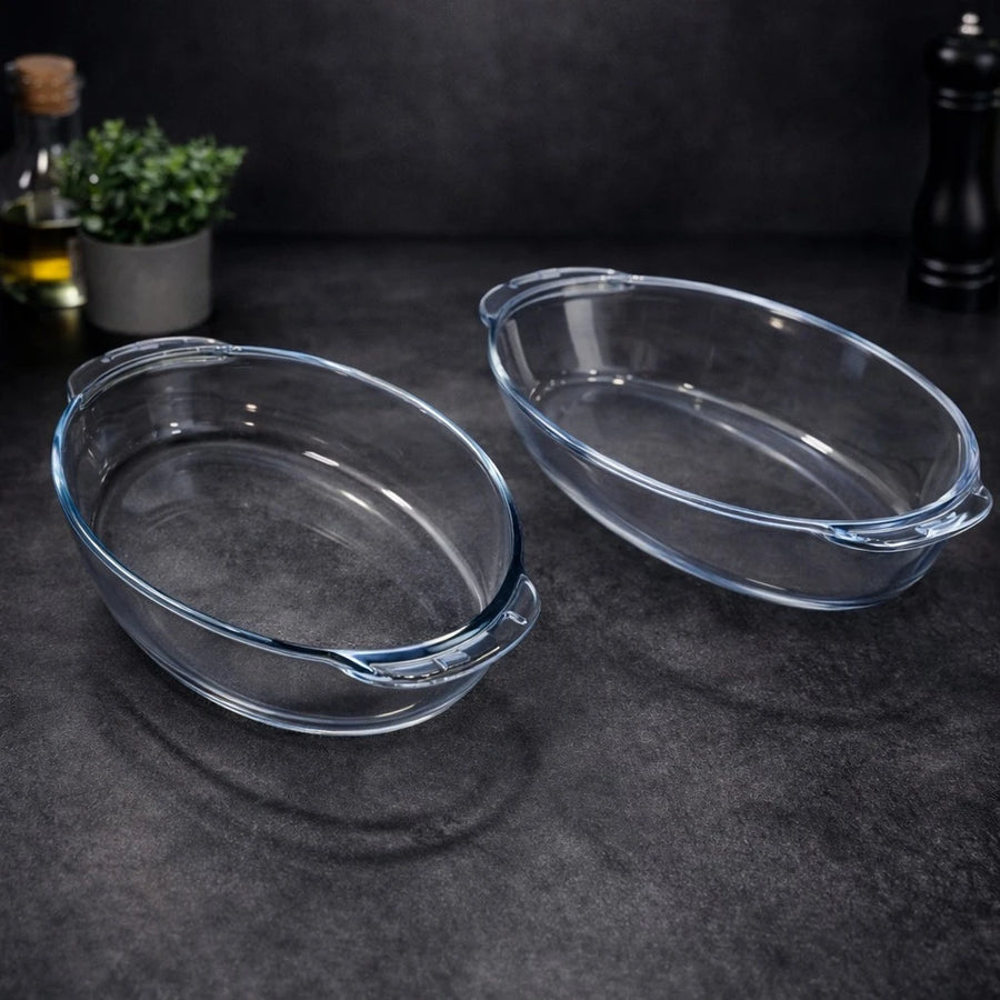 Borart Oval Glass Casserole Dish With Lid Tempered Glass Baking Dish Roasting Dish Oven Dish Microwave Safe Serving Dish Turkish Made 3800 ml