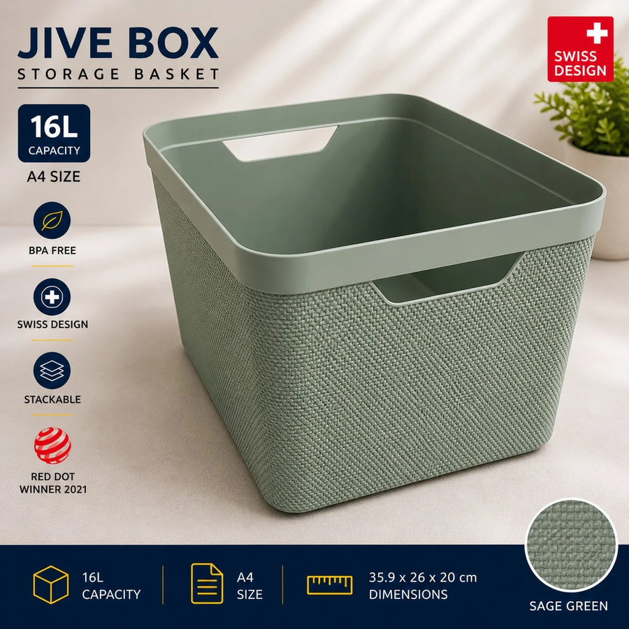 Rotho ive Box Storage Basket Organizer Bin 16L A4 Stackable Plastic Storage Container Home Office Shelf Organizer Swiss Design