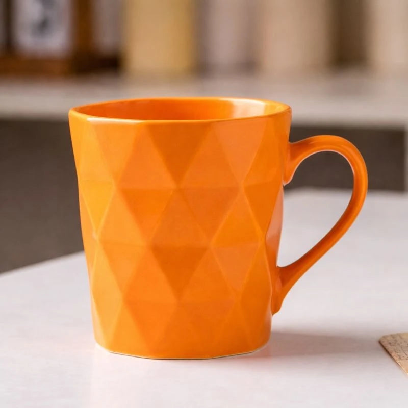 Geometric Ceramic Coffee Mug – 400ml Faceted Design, Modern Tea & Coffee Cup