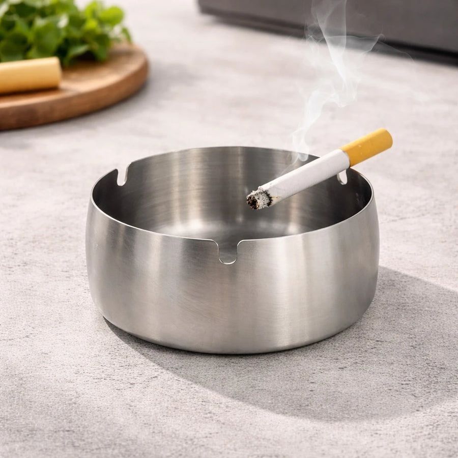 Stainless Steel Ashtray Round Cigarette Holder Table Ashtray Durable Metal Ashtray 11 cm
