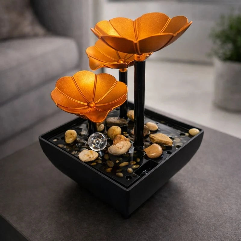 Indoor Tabletop Water Fountain Lotus Zen Decorative Waterfall Feng Shui Home Office Desk Relaxation Decor - Image 5