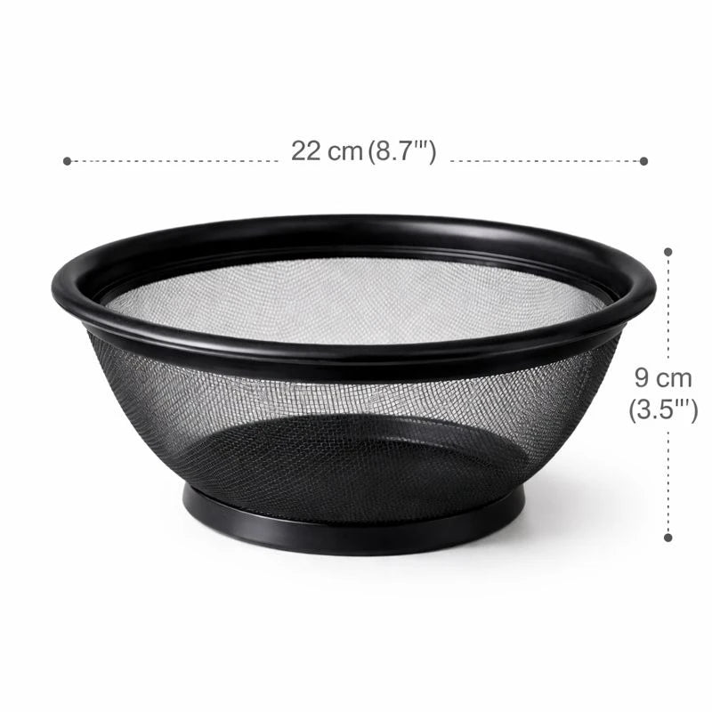 Black Stainless Steel Fine Mesh Strainer 22 cm Kitchen Strainer for Fruits, Vegetables, Pasta & Rice