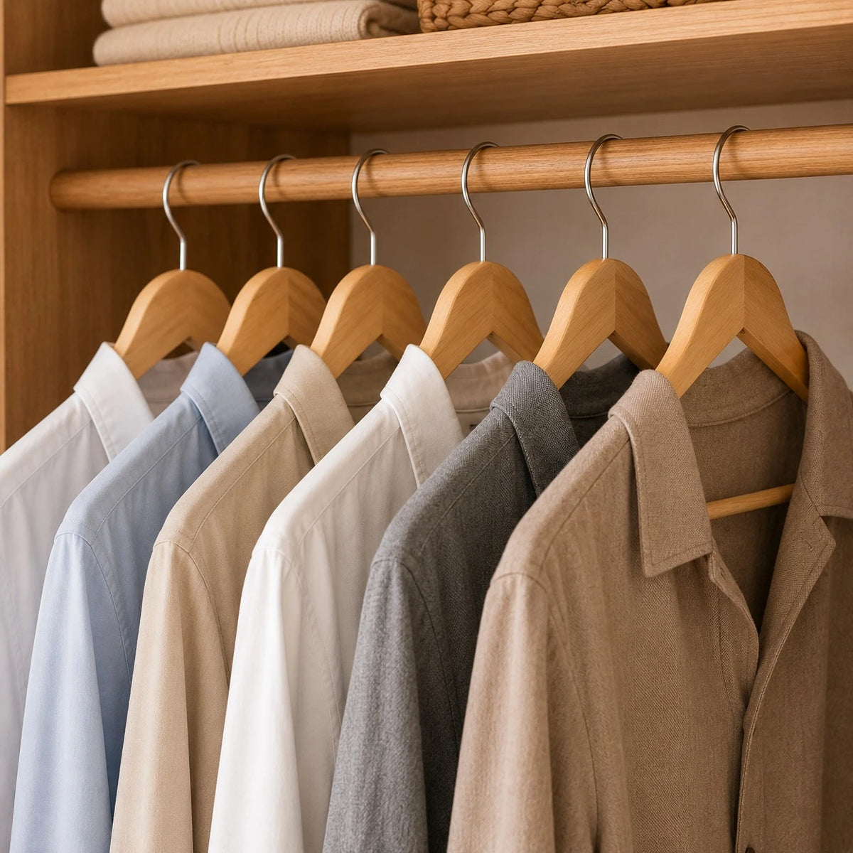 Wooden Clothes Hangers Set Of 6 Heavy Duty Natural Wood Closet Coat Suit Shirt Garment Hangers - Image 2