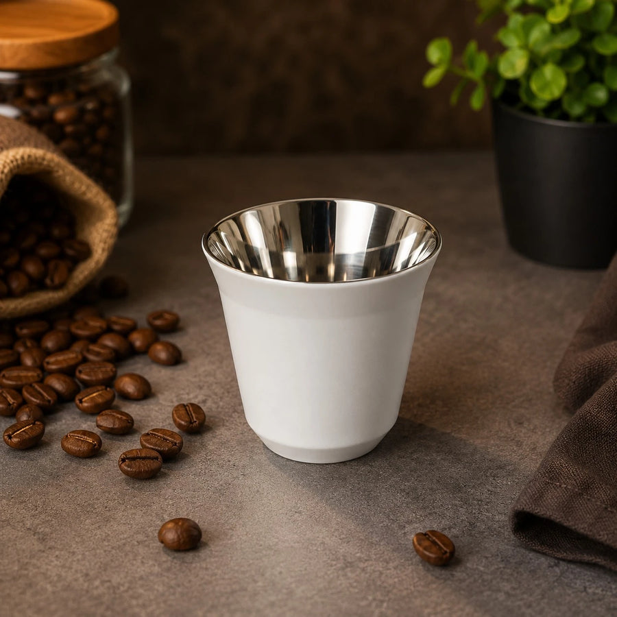 White Stainless Steel Small Coffee Espresso Cup Espresso Cup Turkish Coffee Cup 80 ml 6 cm