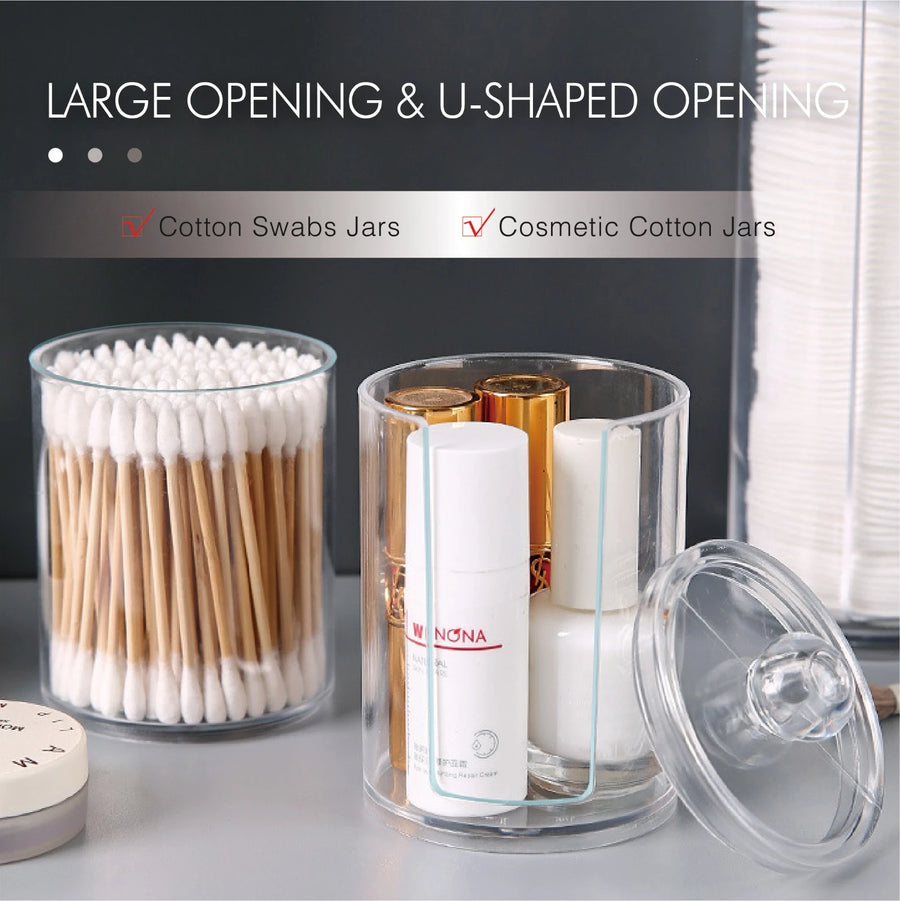 2 in 1 Clear Cotton Swab and Cotton Pad Organizer Acrylic Bathroom Vanity Storage Box