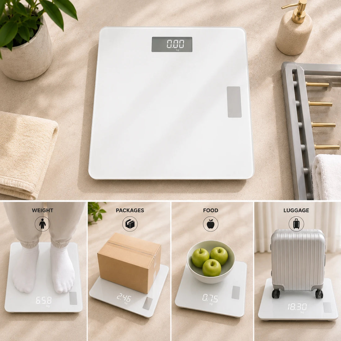 Bathroom Digital Body Weight Smart Scale Glass BMI Analyzer White Electronic Scale