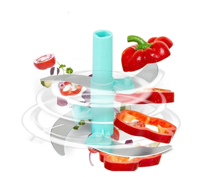 Manual Food Chopper Hand Press Vegetable Garlic Onion Cutter 2.0 Liter Kitchen Prep Tool - Image 5