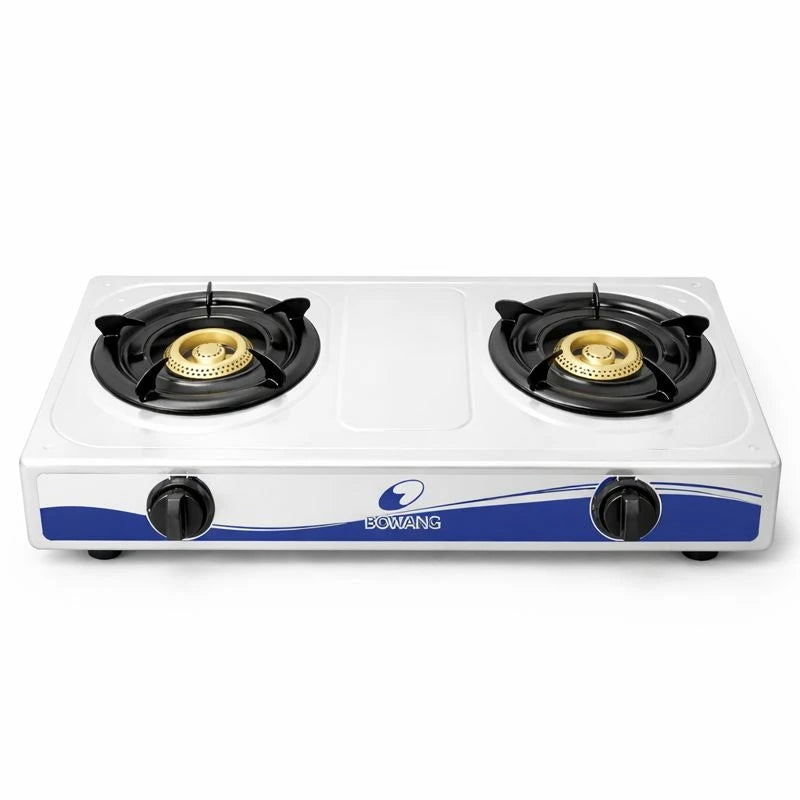 Outdoor Gas Cooker Easy Safe Portable 2 Eyes Burner Stainless Steel Cooking Stove