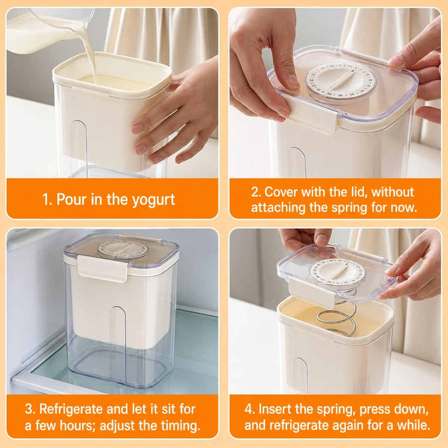 Yogurt Strainer Container Labneh Maker Greek Yogurt Strainer Clear Plastic Food Storage Box Fridge Organizer Kitchen Draining Container
