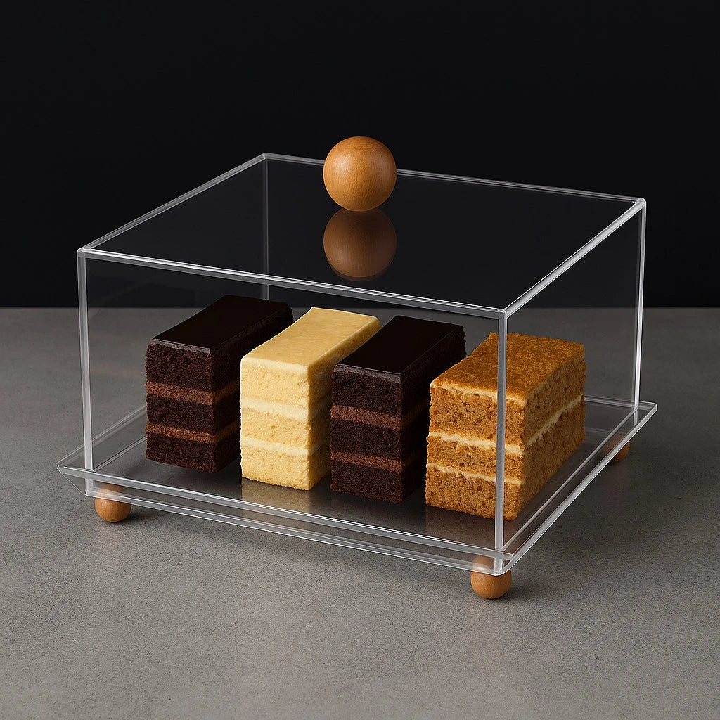BIG Clear Acrylic Cake & Sweets Display Box – 24 × 24 × 13 cm