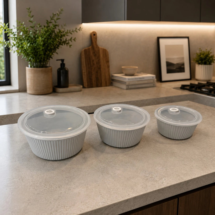 Food Storage Container Set Airtight Kitchen Storage Bowls Meal Prep Containers Ribbed Food Keeper Airtight Lid PP And TPR Microwave Freezer Storage Set