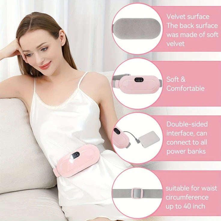 Period Cramp Relief Heating Massager with 3 Heat Levels 4 Vibration Modes and LED Display