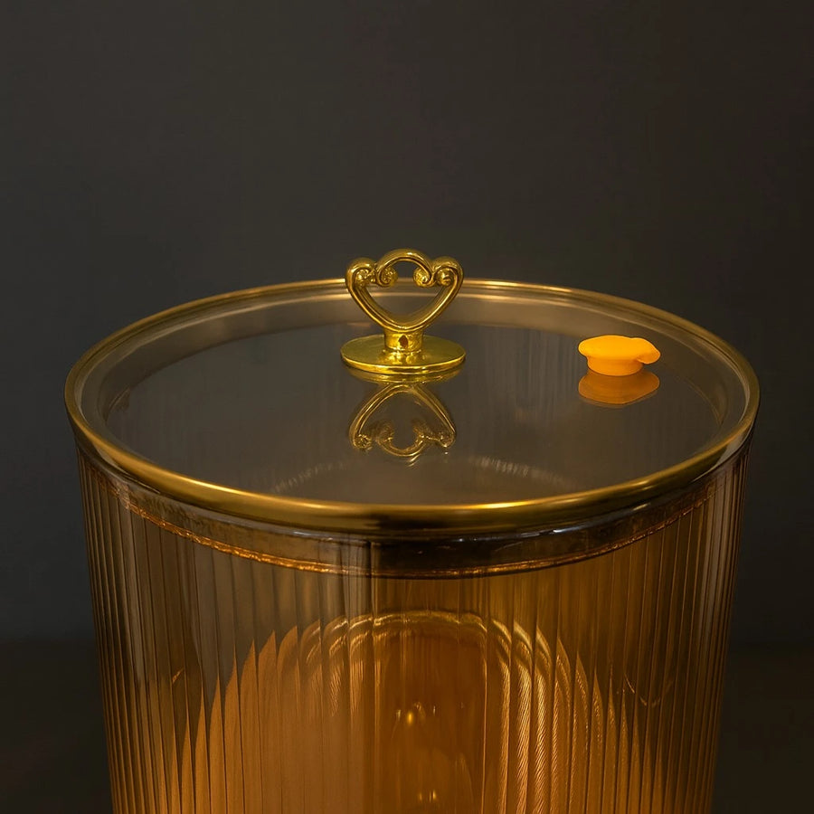 5.5L Amber Glass Drink Dispenser with Wooden Stand – Juice, Water, Orange Detox, Party & Home Beverage Server