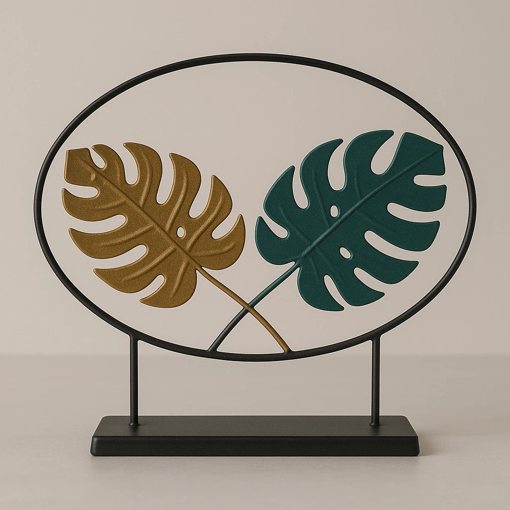 Metal Round Leaf Decor Ornament