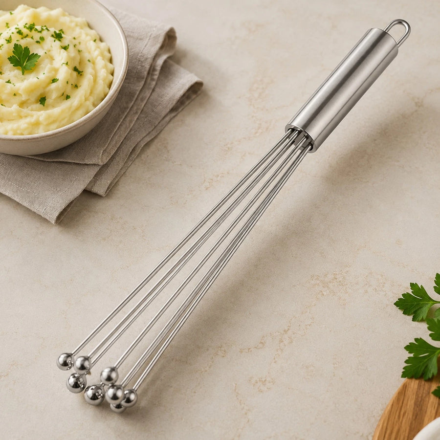 Adawat Stainless Steel Ball Tip Whisk Kitchen Mixing Tool Yogurt Sauce Egg Batter Mixer 30 cm