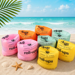 Inflatable Swimming Arm Floaties for Kids and Adults Soft Plastic Dual Air Chamber Armbands Pair