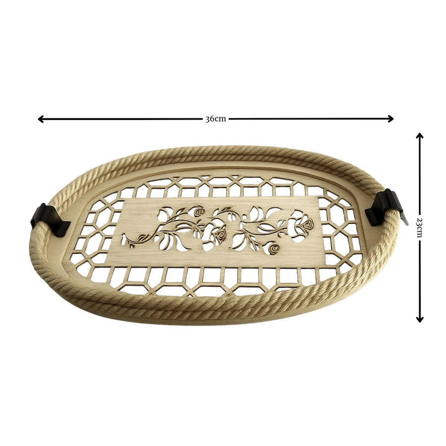 Set of 2 Oval Wooden Rope Tray