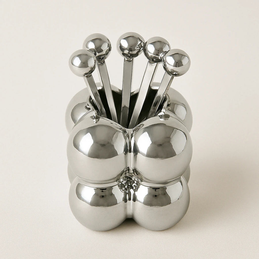 Silver Bubble Fruit Forks