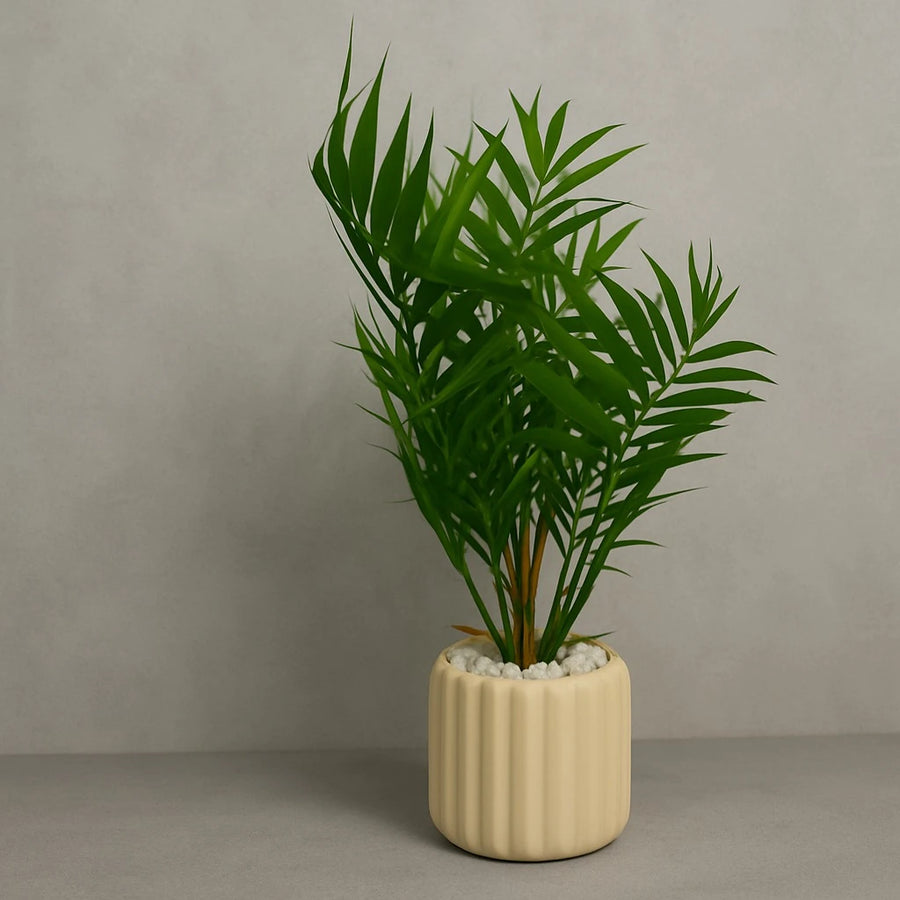 Artificial Parlor Palm Plant in Ribbed Pot- 41cm