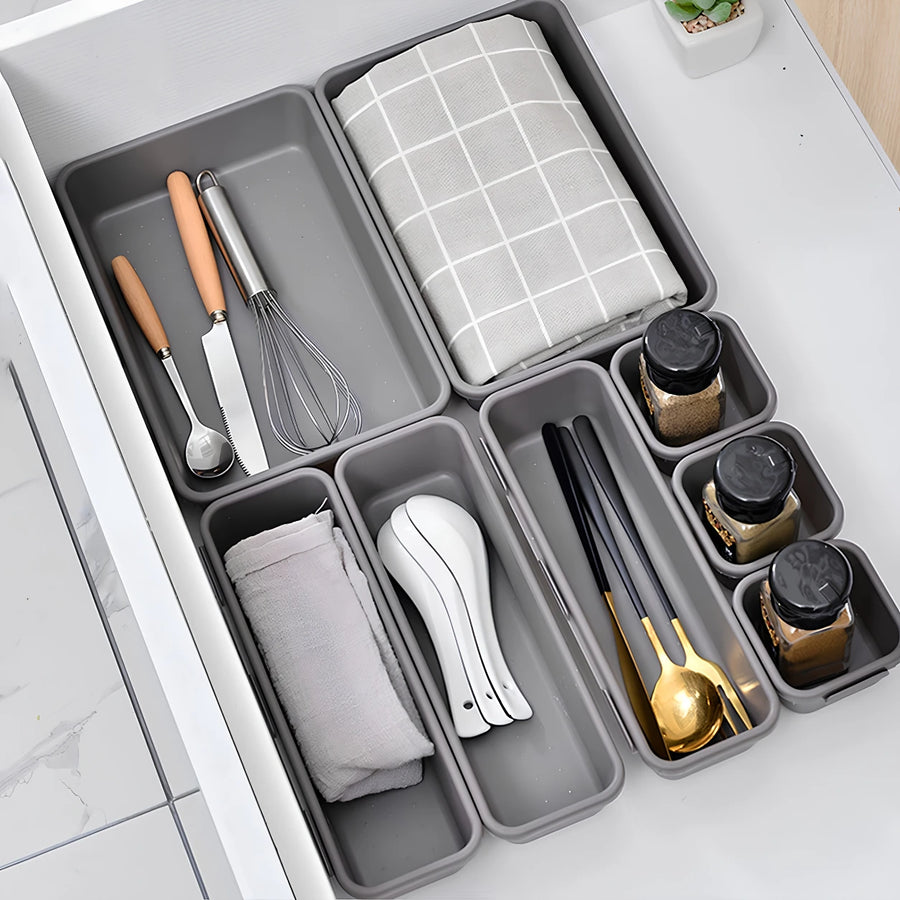 Drawer Organizer Tray Set Kitchen Cutlery Storage Bins 8 Pieces