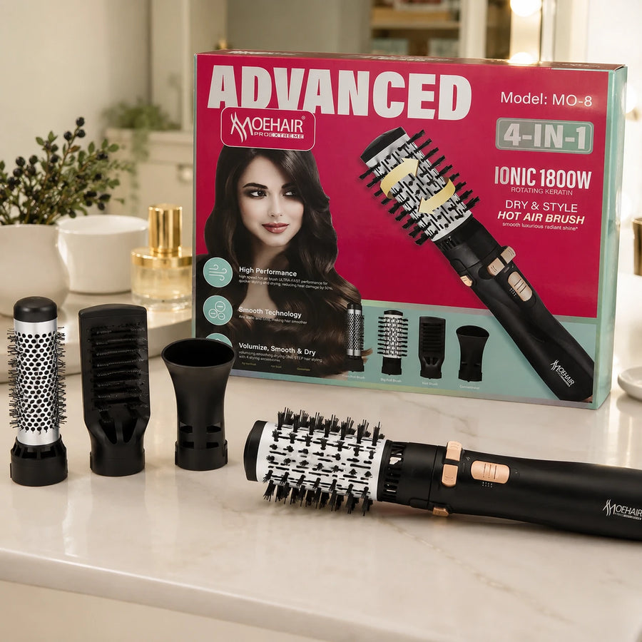 4 in 1 Travel Rotating Hot Air Hair Brush Ionic 1800W Hair Dryer & Styling Brush Set