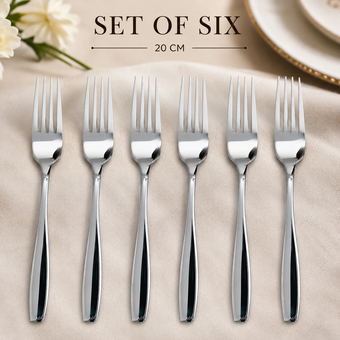 Dinner Fork Set of 6 Stainless Steel Table Forks Dining Cutlery Silverware Kitchen