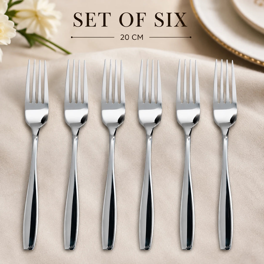 Dinner Fork Set of 6 Stainless Steel Table Forks Dining Cutlery Silverware Kitchen