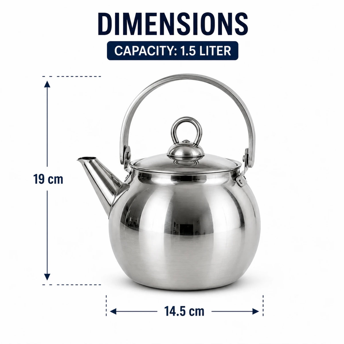 Stainless Steel Tea Kettle Teapot Whistling Kettle Kitchen Water Pot 1.5 Liter