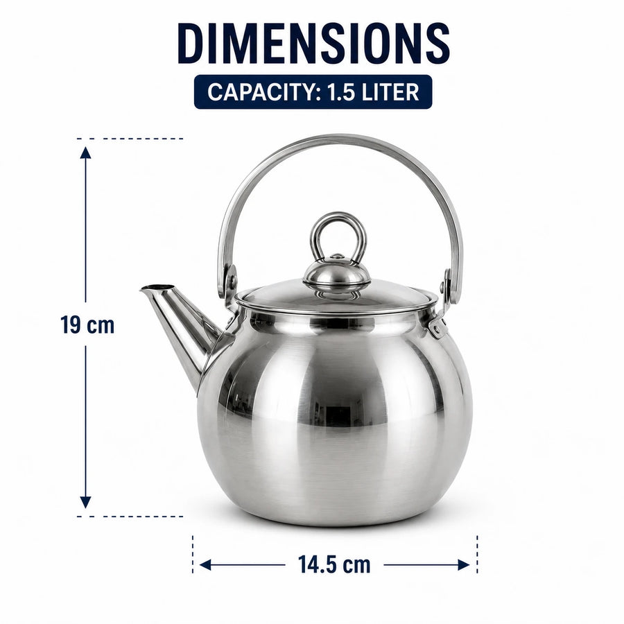 Stainless Steel Tea Kettle Teapot Whistling Kettle Kitchen Water Pot 1.5 Liter