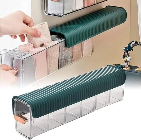 Wall Mounted Wrap Organizer & Plastic Bag Dispenser Storage Box with Sliding Lid