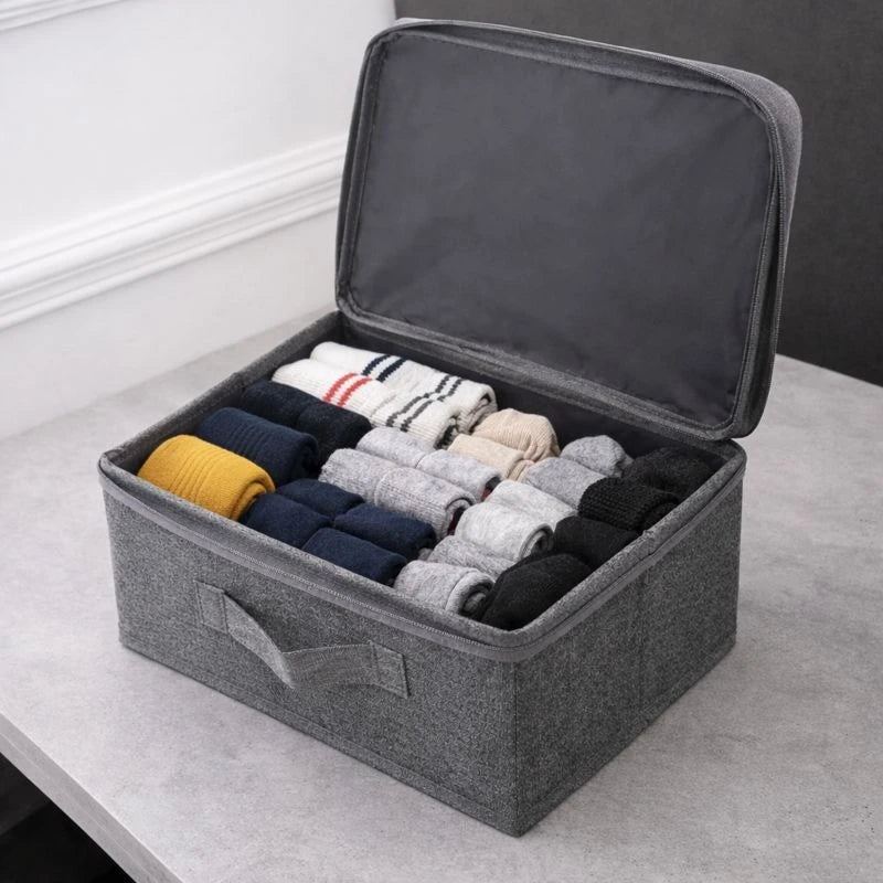 Fabric Storage Box with Lid, Foldable Clothes Organizer Closet Wardrobe Storage Box, Home Organization Container