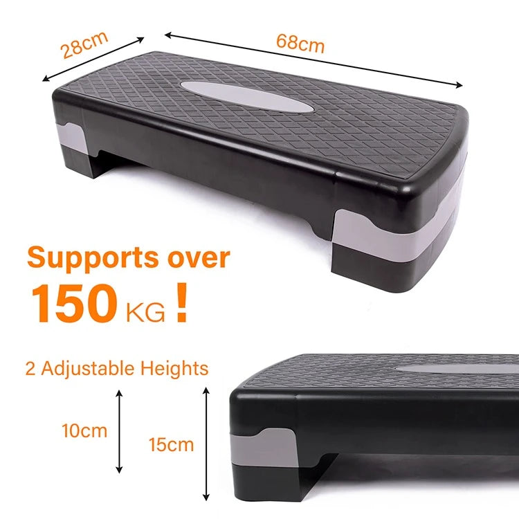 Adjustable Aerobic Step Platform – Anti-Slip Fitness Workout Step Board, Sports Cardio Exercise Bench for Home Gym, HIIT & Aerobic Training