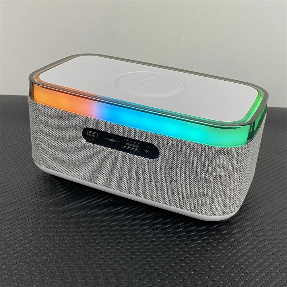 Bluetooth Speaker with LED Alarm Clock & Wireless Charger - Image 7