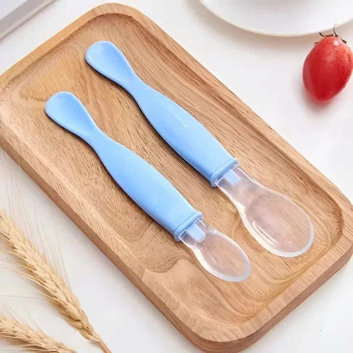 2 Pieces Silicone Baby Spoon Set