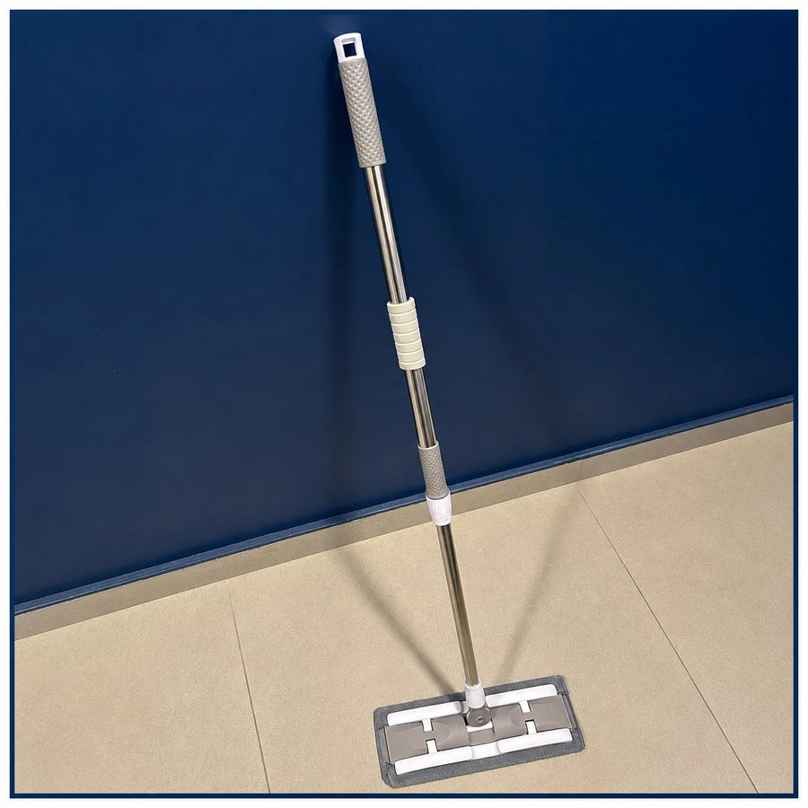 Flat Floor Mop Stainless Steel Handle Microfiber Cleaning Pad 180 Degree Swivel Head Wet Dry Mop With Extra Pad